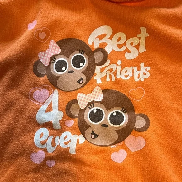 Justice Kids Hoodie with BFF Monkey Print - Picture 3 of 7